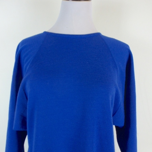 Goldworm royal blue knit DOLMAN BATWING long sleeve V BACK DRESS 6 Vintage - Picture 3 of 4